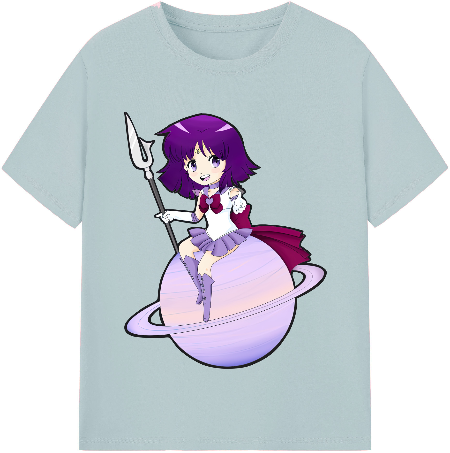 （画像用） 美少女戦士セーラームーン 土萠ほたる Sailor Moon Tomoe Hotaru （セーラーサターン；Sailor Saturn） 綿100％半袖Tシャツ（フロントプリント）